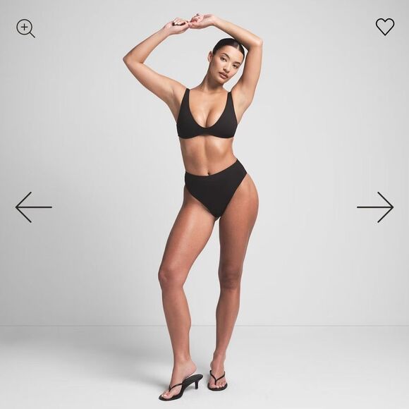 NWT SKIMS Recycled Swim Mid Waist Bottom Gunmetal - Picture 1 of 4